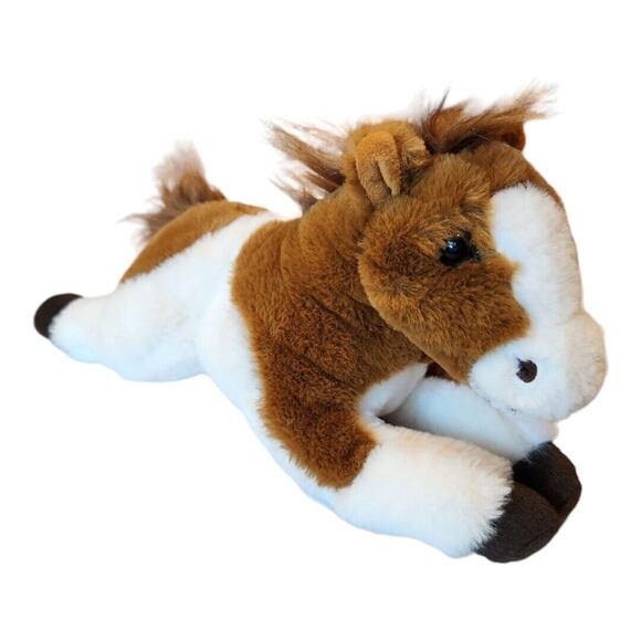 FAO Schwarz Plush Pinto Horse Pony Stuffed Animal Toy 13" Soft Brown And White - Picture 4 of 14